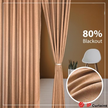 Nude 80% Blackout Curtain: Premium Linen Cotton with Hook & Ring