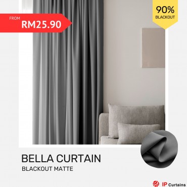 Bella Blackout Curtains: 90% Matte Plain | Ready Stock - Iron Grey