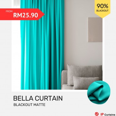 Bella Blackout Curtains: 90% Matte Plain | Ready Stock - Sea Green