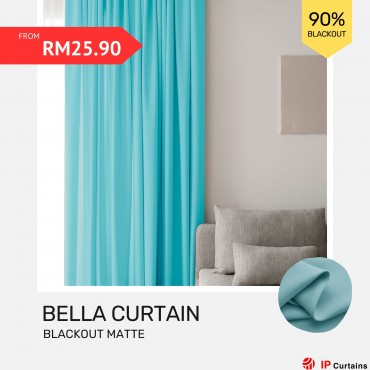 Bella Blackout Curtains: 90% Matte Plain | Ready Stock - Baby Blue