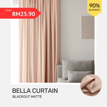 Bella Blackout Curtains: 90% Matte Plain | Ready Stock - Peach Amber