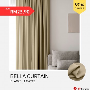 Bella Blackout Curtains: 90% Matte Plain | Ready Stock - Camel