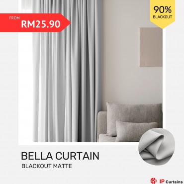 Bella Blackout Curtains: 90% Matte Plain | Ready Stock - Titanium