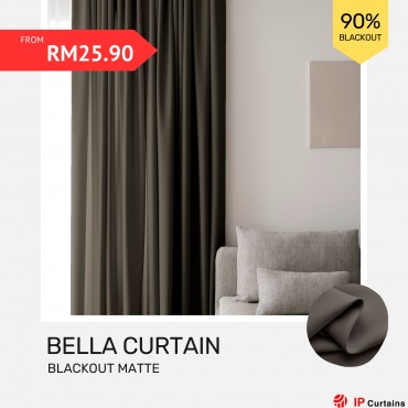 Bella Blackout Curtains: 90% Matte Plain | Ready Stock - Taupe Brown