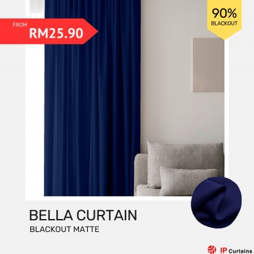 Bella Blackout Curtains: 90% Matte Plain | Ready Stock - Twilight Blue