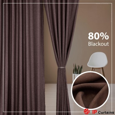 Dark Brown 80% Blackout Curtain: Premium Linen Cotton with Hook & Ring