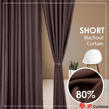 Short Size| Linen Cotton Curtain Dark Brown 80% Blackout |Ready Stock