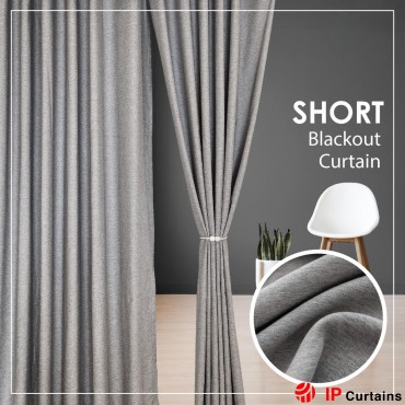 Short Size| Linen Cotton Curtain Light Grey 80% Blackout |Ready Stock