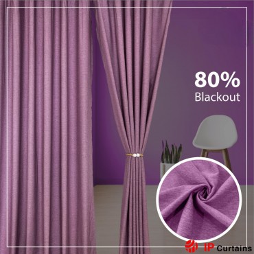 Purple 80% Blackout Curtain: Premium Linen Cotton with Hook & Ring