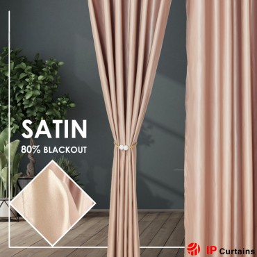 Beige 80% Blackout Curtain: Premium Satin Polyester for Stylish Home