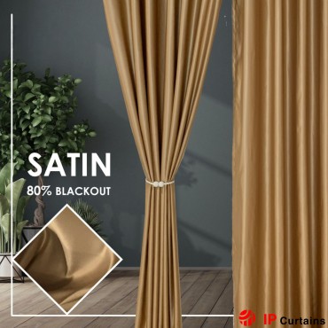 Golden Brown 80% Blackout Curtain: Premium Satin Polyester for Stylish Home