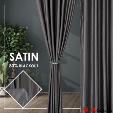 Grey 80% Blackout Curtain: Premium Satin Polyester for Stylish Home