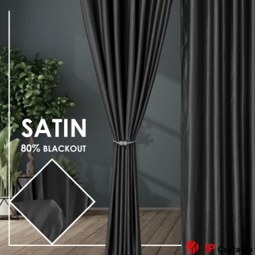 Black 80% Blackout Curtain: Premium Satin Polyester for Stylish Home