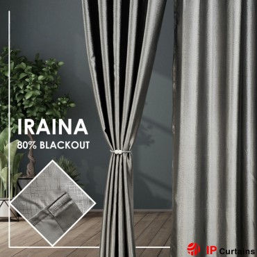 Iraina 3D Shape Curtains: Charcoal Grey, 80% Blackout, Smooth & Textured, Hook/Ring Type