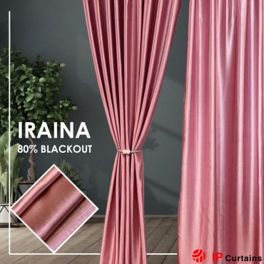 Iraina 3D Shape Curtains: Pink, 80% Blackout, Smooth & Textured, Hook/Ring Type