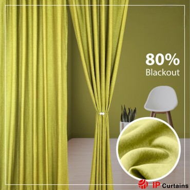 Lime Green 80% Blackout Curtain: Premium Linen Cotton with Hook & Ring