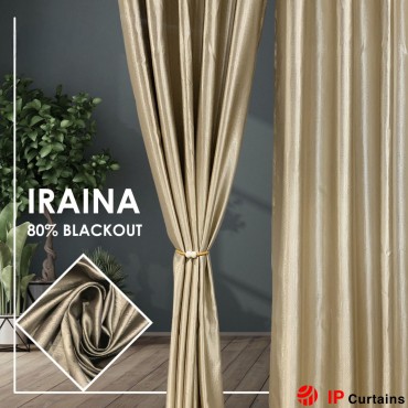 Iraina 3D Shape Curtains: Cream, 80% Blackout, Smooth & Textured, Hook/Ring Type