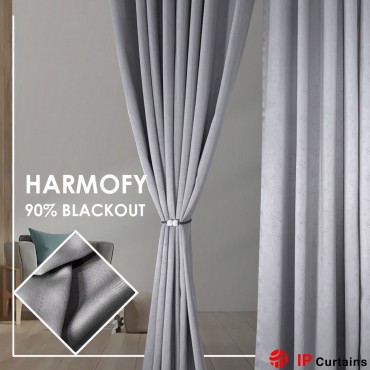 HARMOFY METAL GREY Affordable Quality Curtains 90% Blackout Light & UV Protection