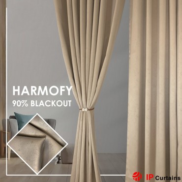 HARMOFY OCEAN KHAKI Affordable Quality Curtains 90% Blackout Light & UV Protection