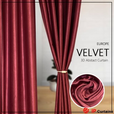 Velvet 3D Hit Press Curtain: 80% Blackout in Maroon