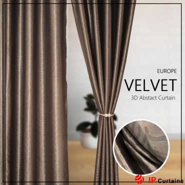 Velvet 3D Hit Press Curtain: 80% Blackout in Choco