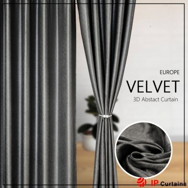 Velvet 3D Hit Press Curtain: 80% Blackout in Dark Grey