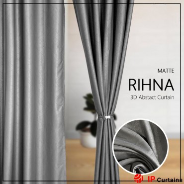 Stylish 3D Patterned Grey 95% Blackout Rihna Curtain for Windows, Doors, and Sliding Doors