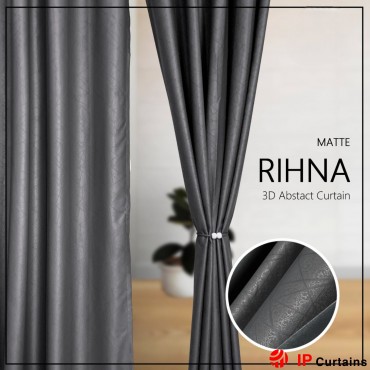 Stylish 3D Patterned Grey 95%Blackout Rihna Curtain for Windows, Doors, and Sliding Doors