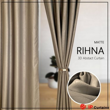 Stylish 3D Patterned Khaki 95%Blackout Rihna Curtain for Windows, Doors, and Sliding Doors