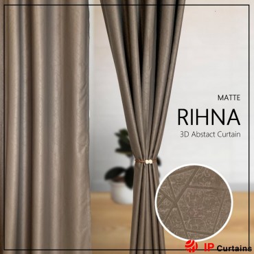 Stylish 3D Patterned Dark Brown 95%Blackout Rihna Curtain for Windows, Doors, and Sliding Doors