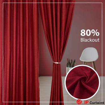 Maroon 80% Blackout Curtain: Premium Linen Cotton with Hook & Ring