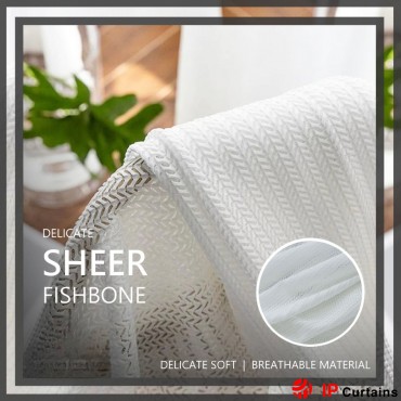 Affordable Fishbone Sheer Curtains - Hook/Ring Design