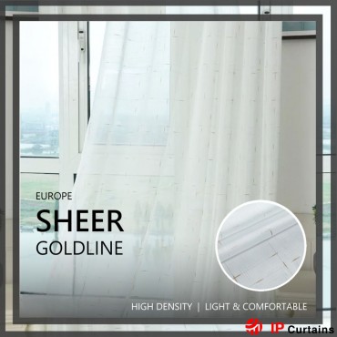 Sheer Golden Line Curtains – Elevate Your Living Room, Kitchen, and Bedroom Décor